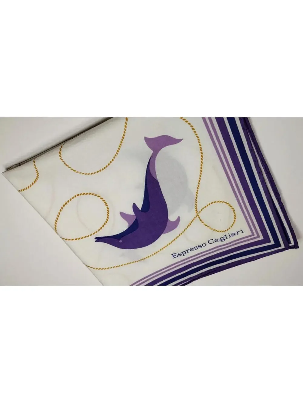 Vintage Espresso Cagliari Purple Dolphin Handkerchief Cotton Fine Design 16 x 17